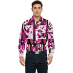 Pink Checker Graffiti  Men s Long Sleeve Pocket Shirt 