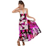 Pink Checker Graffiti  Backless Maxi Beach Dress