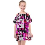 Pink Checker Graffiti  Kids  One Piece Chiffon Dress