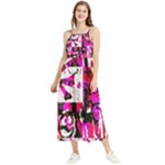Pink Checker Graffiti  Boho Sleeveless Summer Dress