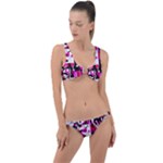 Pink Checker Graffiti  Ring Detail Crop Bikini Set