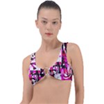 Pink Checker Graffiti  Ring Detail Bikini Top