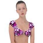 Pink Checker Graffiti  Cap Sleeve Ring Bikini Top