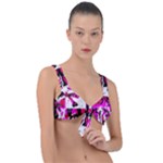 Pink Checker Graffiti  Front Tie Bikini Top