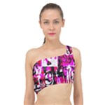 Pink Checker Graffiti  Spliced Up Bikini Top 