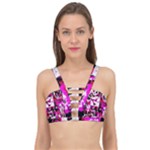 Pink Checker Graffiti  Cage Up Bikini Top