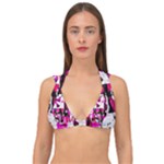 Pink Checker Graffiti  Double Strap Halter Bikini Top