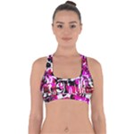 Pink Checker Graffiti  Cross Back Hipster Bikini Top 