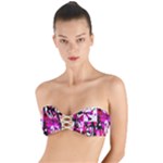 Pink Checker Graffiti  Twist Bandeau Bikini Top