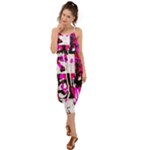 Pink Checker Graffiti  Waist Tie Cover Up Chiffon Dress