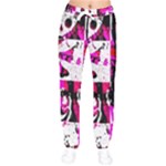 Pink Checker Graffiti  Women velvet Drawstring Pants