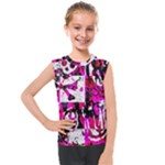 Pink Checker Graffiti  Kids  Mesh Tank Top