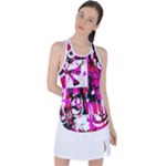 Pink Checker Graffiti  Racer Back Mesh Tank Top