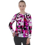 Pink Checker Graffiti  Women s Long Sleeve Raglan Tee