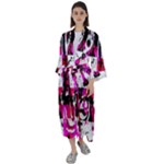 Pink Checker Graffiti  Maxi Satin Kimono