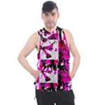 Pink Checker Graffiti  Men s Sleeveless Hoodie