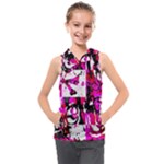 Pink Checker Graffiti  Kids  Sleeveless Hoodie