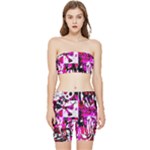 Pink Checker Graffiti  Stretch Shorts and Tube Top Set