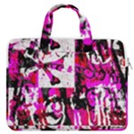 Pink Checker Graffiti  MacBook Pro Double Pocket Laptop Bag (Large)