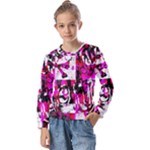 Pink Checker Graffiti  Kids  Long Sleeve Tee with Frill 