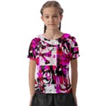 Pink Checker Graffiti  Kids  Frill Chiffon Blouse