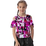 Pink Checker Graffiti  Kids  Butterfly Cutout Tee