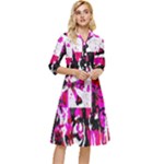 Pink Checker Graffiti  Classy Knee Length Dress