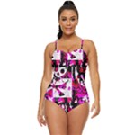 Pink Checker Graffiti  Retro Full Coverage Swimsuit