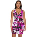 Pink Checker Graffiti  Draped Bodycon Dress