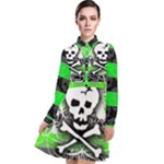 Deathrock Skull Long Sleeve Chiffon Shirt Dress