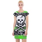 Deathrock Skull Cap Sleeve Bodycon Dress