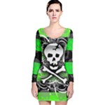 Deathrock Skull Long Sleeve Velvet Bodycon Dress