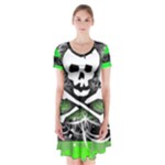 Deathrock Skull Short Sleeve V-neck Flare Dress