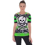 Deathrock Skull Shoulder Cut Out Short Sleeve Top