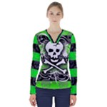 Deathrock Skull V-Neck Long Sleeve Top