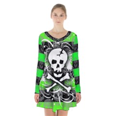 Long Sleeve Velvet V-neck Dress 
