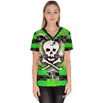 Deathrock Skull Women s V-Neck Scrub Top