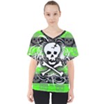 Deathrock Skull V-Neck Dolman Drape Top