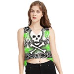 Deathrock Skull V-Neck Cropped Tank Top