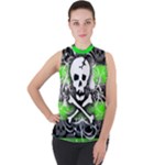 Deathrock Skull Mock Neck Chiffon Sleeveless Top