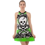 Deathrock Skull Halter Tie Back Chiffon Dress