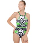 Deathrock Skull High Neck One Piece Swimsuit