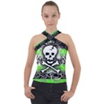 Deathrock Skull Cross Neck Velour Top