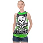 Deathrock Skull High Neck Satin Top