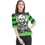 Deathrock Skull Frill Neck Blouse