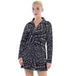 Black And White Modern Intricate Ornate Pattern Women s Long Sleeve Casual Dress