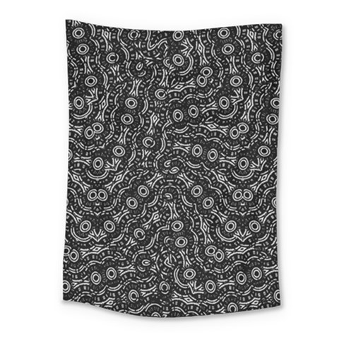 Black And White Modern Intricate Ornate Pattern Medium Tapestry from ArtsNow.com