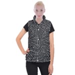 Black And White Modern Intricate Ornate Pattern Women s Button Up Vest