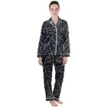 Black And White Modern Intricate Ornate Pattern Satin Long Sleeve Pajamas Set