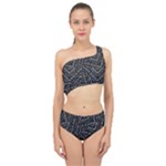 Black And White Modern Intricate Ornate Pattern Spliced Up Two Piece Swimsuit